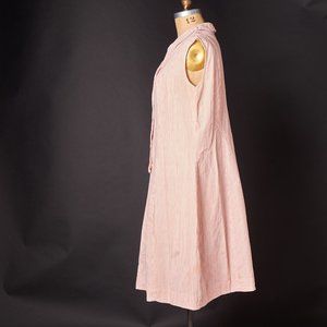 1960s Seersucker Orange and White Mod Day Dress